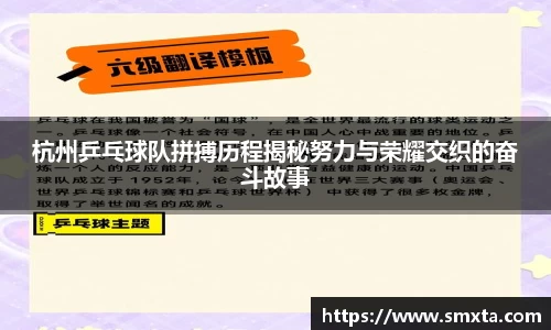 杭州乒乓球队拼搏历程揭秘努力与荣耀交织的奋斗故事